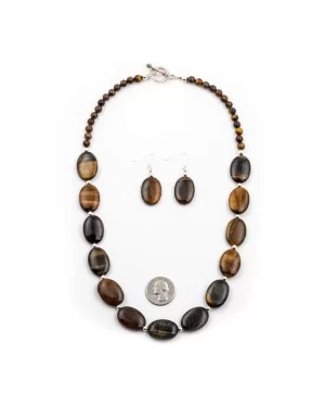 Certified Authentic Navajo Native American Natural Tigers Eye Necklace Earrings Set 24547-18331 Certified Authentic Navajo Native American Natural Tigers Eye Necklace Earrings Set 24547-18331