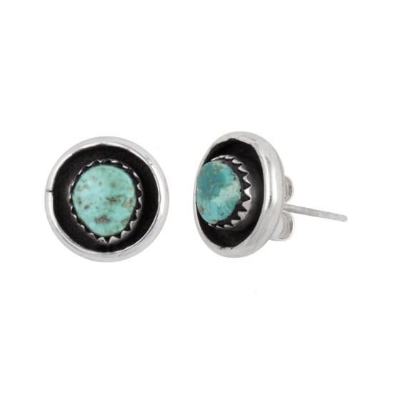 .925 Sterling Silver Certified Authentic Handmade Navajo Native American Natural Turquoise Earrings  390725821587