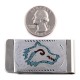 Wolf Head .925 Sterling Silver Certified Authentic Handmade Navajo Native American Natural Turquoise Coral Money Clip 11253-14