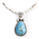 Drop .925 Sterling Silver Certified Authentic Handmade Navajo Native American Natural Turquoise Necklace And Pendant 390682203299