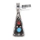 Sun Flower .925 Starling Silver Certified Authentic Handmade Navajo Native American Natural Turquoise Coral Pendent  18330