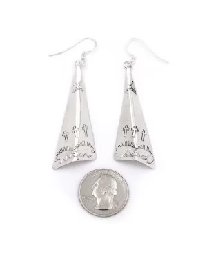 Cross Sun Mountain .925 Starling Silver Certified Authentic Handmade Navajo Native American Earrings 27265-7 Cross Sun Mountain .925 Starling Silver Certified Authentic Handmade Navajo Native American Earrings 27265-7