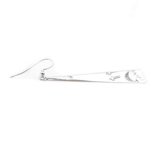 Cross Sun Mountain .925 Starling Silver Certified Authentic Handmade Navajo Native American Earrings  27265-7