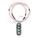 Sun .925 Sterling Silver Certified Authentic Handmade Navajo Native American Natural Turquoise And Rose Quartz Necklace And Pendant   370929328033