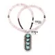 Sun .925 Sterling Silver Certified Authentic Handmade Navajo Native American Natural Turquoise And Rose Quartz Necklace And Pendant   370929328033