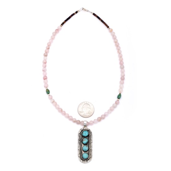 Sun .925 Sterling Silver Certified Authentic Handmade Navajo Native American Natural Turquoise And Rose Quartz Necklace And Pendant 370929328033 Sun .925 Sterling Silver Certified Authentic Handmade Navajo Native American Natural Turquoise And Rose Quartz Necklace And Pendant 370929328033