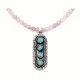 Sun .925 Sterling Silver Certified Authentic Handmade Navajo Native American Natural Turquoise And Rose Quartz Necklace And Pendant   370929328033