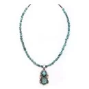 Sun .925 Sterling Silver Certified Authentic Handmade Navajo Native American Natural Turquoise Necklace & Pendant 390802277400