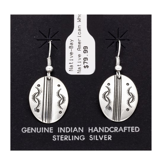 Sun .925 Starling Silver Certified Authentic Handmade Navajo Native American Earrings  27260-5