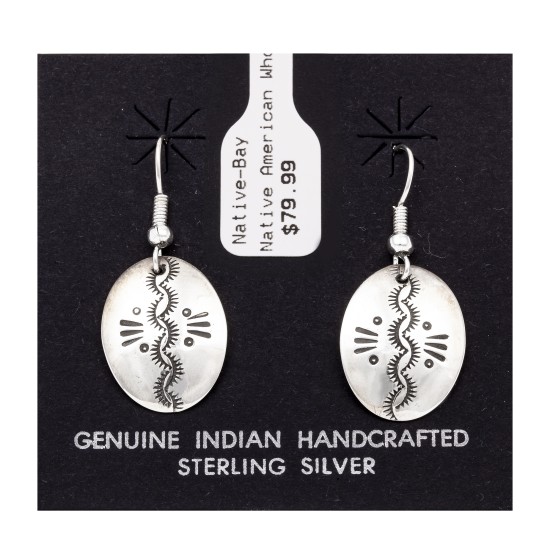 Sun .925 Starling Silver Certified Authentic Handmade Navajo Native American Earrings  27260-2