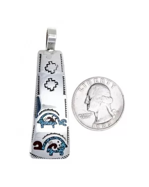 Ram .925 Starling Silver Certified Authentic Handmade Navajo Native American Natural Turquoise Coral Pendent 24541-9 Ram .925 Starling Silver Certified Authentic Handmade Navajo Native American Natural Turquoise Coral Pendent 24541-9