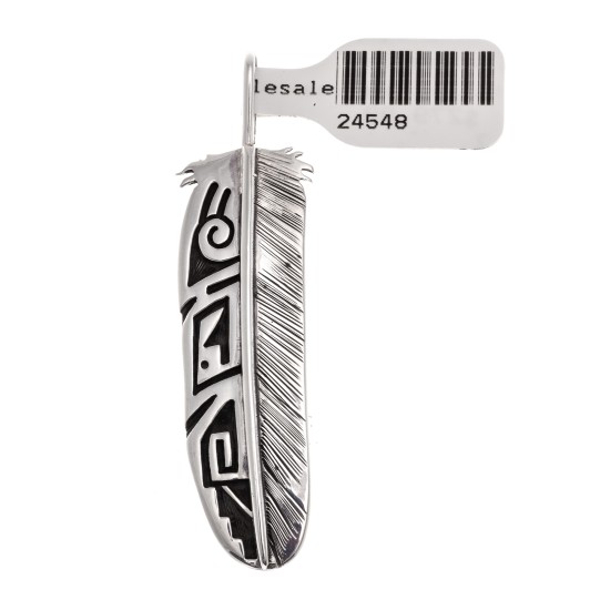 Feather .925 Starling Silver Certified Authentic Handmade Hopi Native American Pendent  24548 Pendants NB180602181538 24548 (by LomaSiiva)