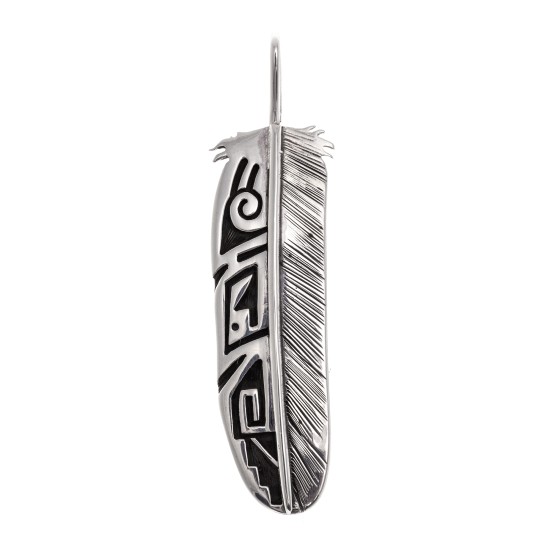 Feather .925 Starling Silver Certified Authentic Handmade Hopi Native American Pendent  24548 Pendants NB180602181538 24548 (by LomaSiiva)