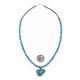 .925 Sterling Silver Certified Authentic Handmade Navajo Native American Natural Turquoise Necklace  15003-5-15338