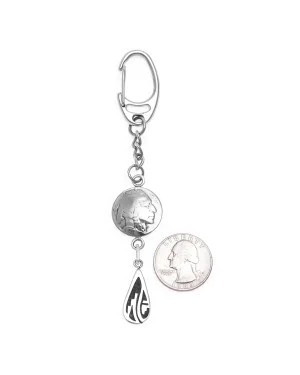 Cloud Indian Head Nickel Coin .925 Sterling Silver Nickel Certified Authentic Handmade Hopi Native American Keychain 10320