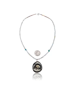 Lizard .925 Sterling Silver Certified Authentic Navajo Native American Turquoise White Howlite Necklace 11051-1 Lizard .925 Sterling Silver Certified Authentic Navajo Native American Turquoise White Howlite Necklace 11051-1