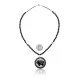 Bear .925 Sterling Silver Certified Authentic Navajo Native American Natural Turquoise Black Onyx Necklace 11051-3 Bear .925 Sterling Silver Certified Authentic Navajo Native American Natural Turquoise Black Onyx Necklace 11051-3