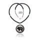 Bear .925 Sterling Silver Certified Authentic Navajo Native American Natural Turquoise Black Onyx Necklace 11051-3