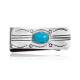Sun Natural Turquoise .925 Sterling Silver and Nickel Certified Authentic Navajo Native American Handmade Money Clip 11238-2