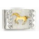 12kt Gold Filled and .925 Sterling Silver Handmade HORSE Certified Authentic Navajo Native American Money Clip 11241-77