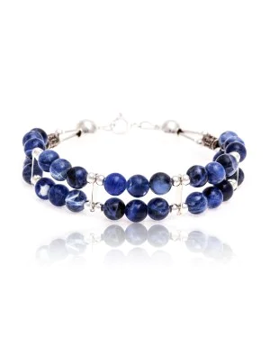 Lapis .925 Sterling Silver Certified Authentic Navajo Native American Link Bracelet 12742-102