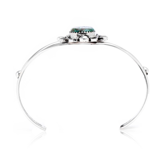 Natural Turquoise .925 Sterling Silver Certified Authentic Navajo Native American Handmade Cuff Bracelet 12826-6 Natural Turquoise .925 Sterling Silver Certified Authentic Navajo Native American Handmade Cuff Bracelet 12826-6
