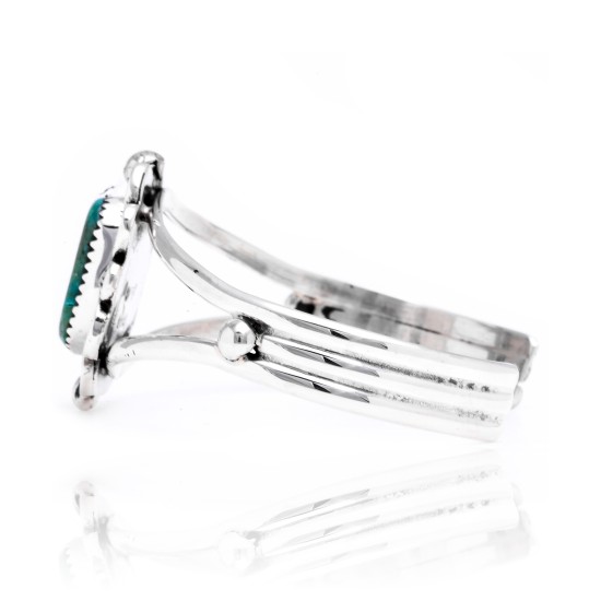 Natural Turquoise .925 Sterling Silver Certified Authentic Navajo Native American Handmade Cuff Bracelet 12826-6 Natural Turquoise .925 Sterling Silver Certified Authentic Navajo Native American Handmade Cuff Bracelet 12826-6