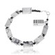 Natural Hematite and White Howlite .925 Sterling Silver Certified Authentic Navajo Native American Link Bracelet 13182