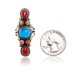 Natural Turquoise Red Spiny Oyster Orange Spiny Oyster .925 Sterling Silver Certified Authentic Navajo Native American Handmade Ring 13210-1