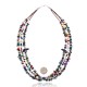 Natural Multicolor Stones .925 Sterling Silver Certified Authentic Navajo Native American Carved Fetish 3 Strand Necklace 15410-74