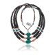 3 Strand .925 Sterling Silver Certified Authentic Navajo Native American Natural Graduated Heishi Spiny Oyster and Natural Turquoise Necklace 15931-550