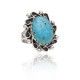 .925 Sterling Silver Certified Authentic Handmade Navajo Native American Natural Turquoise Ring 16988-3