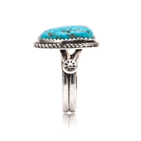 Natural Turquoise .925 Sterling Silver Certified Authentic Navajo Native American Handmade Ring 17001-1 Natural Turquoise .925 Sterling Silver Certified Authentic Navajo Native American Handmade Ring 17001-1