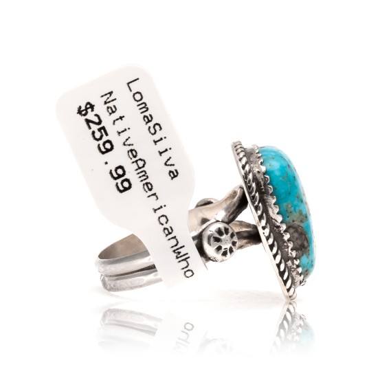 Natural Turquoise .925 Sterling Silver Certified Authentic Navajo Native American Handmade Ring 17001-1 Natural Turquoise .925 Sterling Silver Certified Authentic Navajo Native American Handmade Ring 17001-1