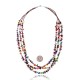  Natural Multicolor Stones .925 Sterling Silver Certified Authentic Navajo Native American 3 Strand Necklace 17040
