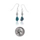 Natural Turquoise .925 Sterling Silver Hooks Certified Authentic Navajo Native American Heart Earrings 18052