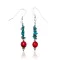 Natural Turquoise and Coral .925 Sterling Silver Hooks Certified Authentic Navajo Native American Dangle Earrings 18070