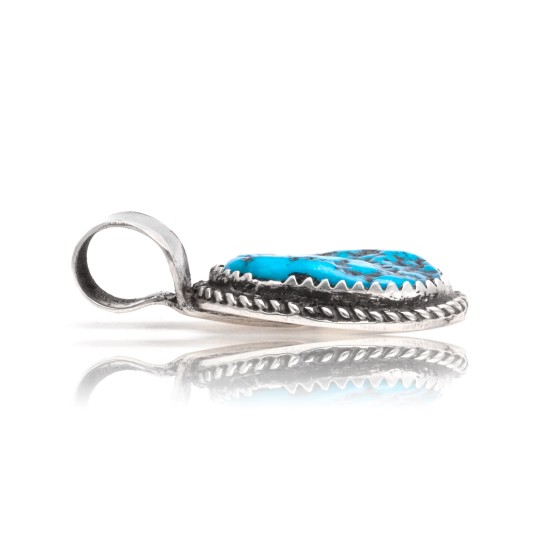 Natural Turquoise .925 Sterling Silver Certified Authentic Navajo Native American Handmade Pendant 18174-2 Pendants NB160207183203 18174-2 (by LomaSiiva)