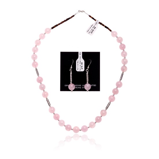 .925 Sterling Silver Certified Authentic Navajo Native American Natural Pink Quartz Set 18235-1-18237-1 Sets NB160407000037 18235-1-18237-1 (by LomaSiiva)