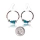 Natural Turquoise Heishi .925 Sterling Silver Certified Authentic Navajo Native American Hoop Dangle Earrings 18262