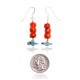 Natural Turquoise and Coral .925 Sterling Silver Hooks Certified Authentic Navajo Native American Dangle Earrings 18294-14 All Products NB160528034806 18294-14 (by LomaSiiva)