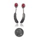 Coral .925 Sterling Silver Certified Authentic Navajo Native American Handmade Feather Post Earrings  18315-91