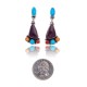 Natural Turquoise Multicolor Stone .925 Sterling Silver Certified Authentic Navajo Native American Handmade Post Earrings  18319-1