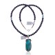 Natural Turquoise and Purple Goldstone .925 Sterling Silver Handmade Certified Authentic Navajo Native American Necklace and Pendant 24396-2-16083-5