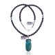 Natural Turquoise and Purple Goldstone .925 Sterling Silver Handmade Certified Authentic Navajo Native American Necklace and Pendant 24396-2-16083-5