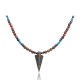 Arrow Natural Turquoise and Unakite and Hematite .925 Sterling Silver Certified Authentic Navajo Native American Necklace 24511-10