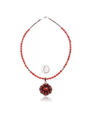 Natural Turquoise Coral Red Jasper .925 Sterling Silver Certified Authentic Navajo Native American Necklace 24520-17029 Natural Turquoise Coral Red Jasper .925 Sterling Silver Certified Authentic Navajo Native American Necklace 24520-17029