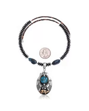 Turtle Natural Turquoise and Hematite .925 Sterling Silver Certified Authentic Navajo Native American Handmade Necklace and Pendant 24537-25560 Turtle Natural Turquoise and Hematite .925 Sterling Silver Certified Authentic Navajo Native American Handmade Necklace and Pendant 24537-25560