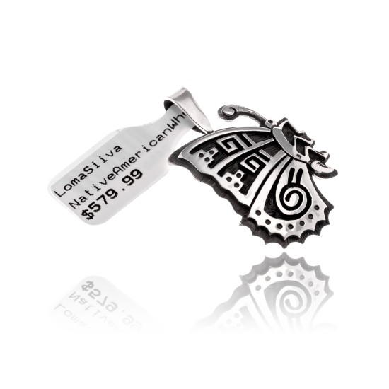 Butterfly .925 Sterling Silver Certified Authentic Handmade Hopi Native American Pendant  24551 Pendants NB180602181539 24551 (by LomaSiiva)