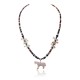 Carved Horse .925 Sterling Silver Certified Authentic Navajo Native American Natural Turquoise Graduated Melon Shell Alabaster Hematite Necklace 25227-2